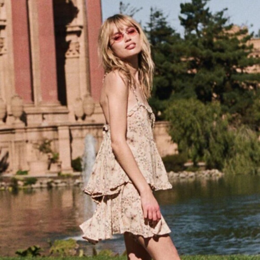 SPELL and the Gypsy Collective Celestial star print ruffle cami in Cream - Picture 3 of 8